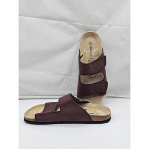 NATURAL WALK by Livergy Men's 2 Strap Buckle Brown Slip On Sandals Size 10